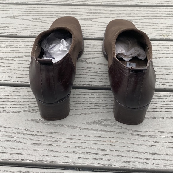 Donald J Pliner Vintage Brown Leather & Fabric Square Toe Shoe | size 7 - Picture 5 of 11